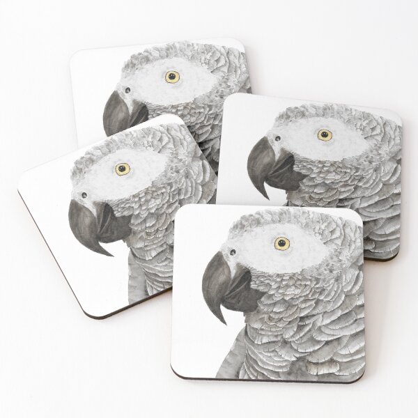 Item preview, Grey parrot congo african timneh old word bird watercolor designed and sold by L'Atelier Oranjade.