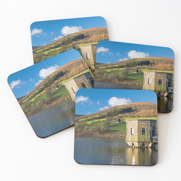 Item preview, Talybont Reservoir in the Central Brecon Beacons powys on a beautiful autumn day with blue sky and white fluffy clours designed and sold by Cameranick.