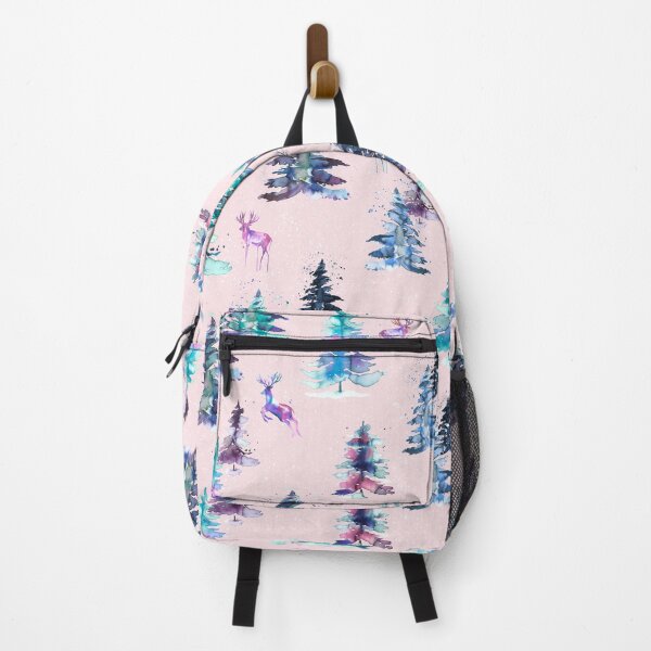 Item preview, Deer in a pine and fir forest - Snow and Christmas - Pink and blue designed and sold by ninoladesign.