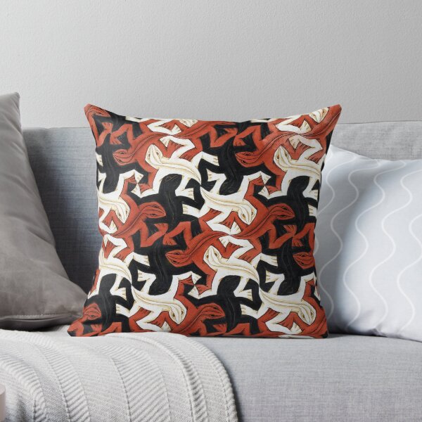Escher lizard Throw Pillow