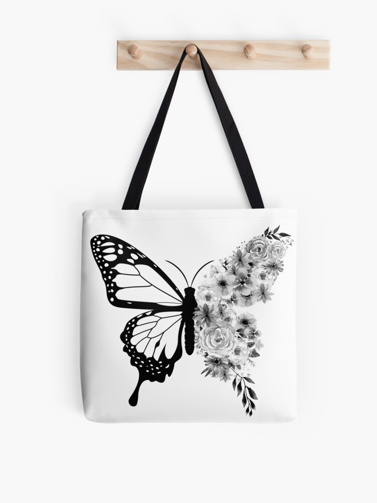 Tote Bag-Floral Butterflies