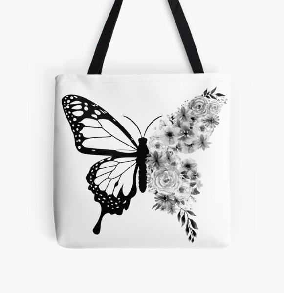 Luxury women white tote bag, flowers and butterflies design, beautiful zen  garden. Sunset time. 24100851 Stock Photo at Vecteezy