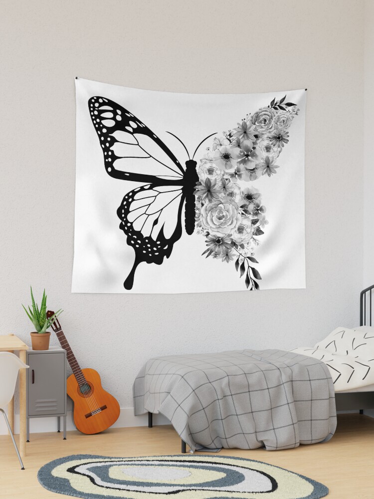 Butterfly tapestry best sale black and white