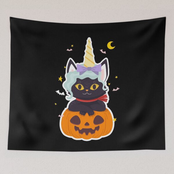 Item preview, Unicorn Black Cat Pumpkin designed and sold by Ribsa.