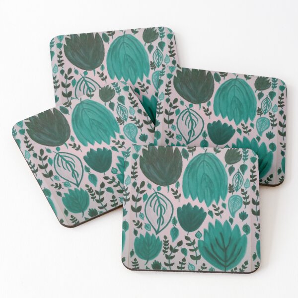Item preview, Leaves Teal and Green White Background designed and sold by DesignsByMuriel.