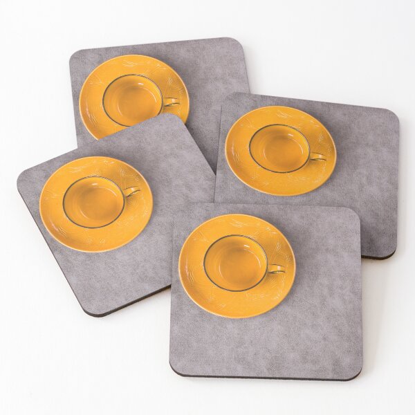 Item preview, Empty orange tableware and dishware settings and serving on the gray background, plate and cup designed and sold by Taidundua.