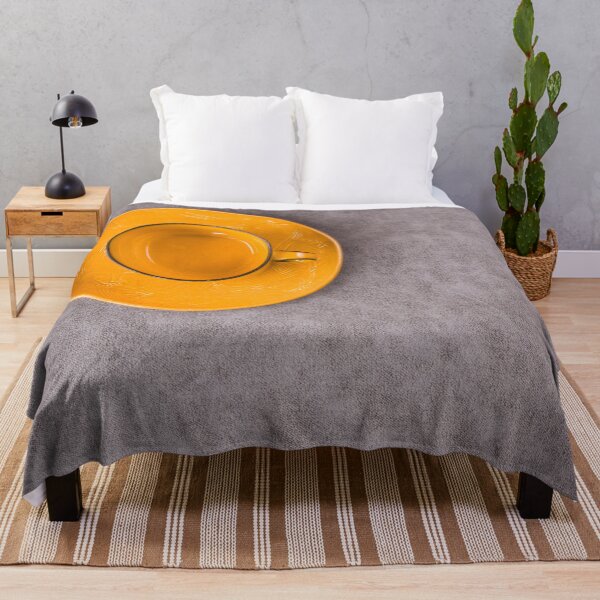 Item preview, Empty orange tableware and dishware settings and serving on the gray background, plate and cup designed and sold by Taidundua.
