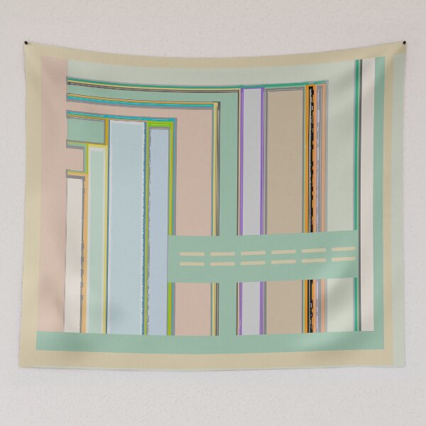 Item preview, Circuit Board Blips graphic design in tan terra cotta blue green designed and sold by djrunnels.