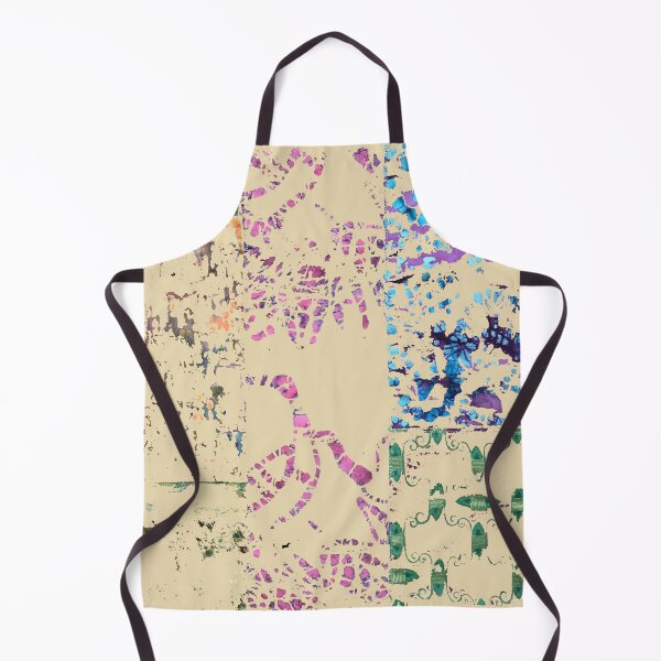 Item preview, Paint Spill fiber art on beige background, blue green pink purple designed and sold by djrunnels.