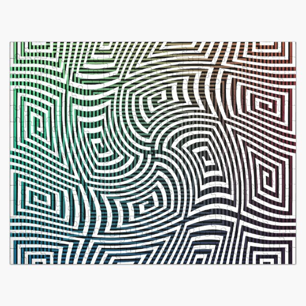 Optical illusion, spirally twisted quadrangular spirals on a quadrangular spiral background. Jigsaw Puzzle