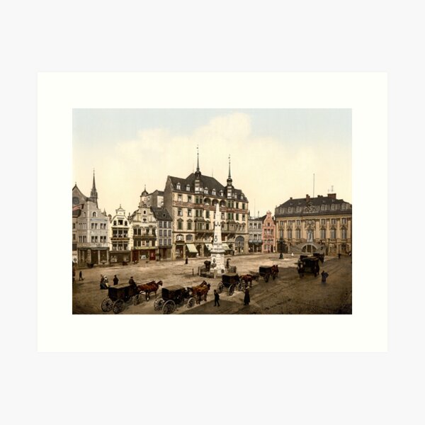 Item preview, Vintage 1890s Bonn Germany Marktplatz colour photo designed and sold by aapshop.