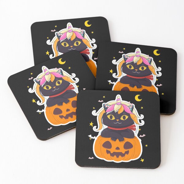 Item preview, Cute Unicorn Pumpkin Black Unicorn Cat designed and sold by Ribsa.