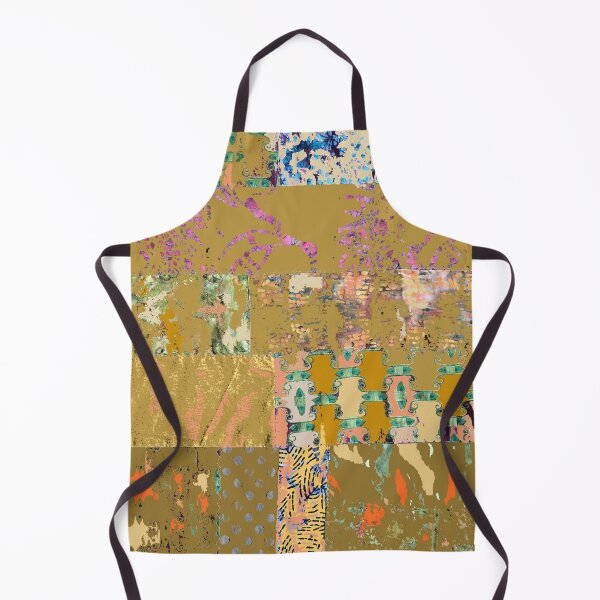 Item preview, Golden brown textiles, mixed media, fiber art, tan beige green blue purple pink designed and sold by djrunnels.