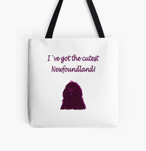 Newfoundland dog pink All Over Print Tote Bag