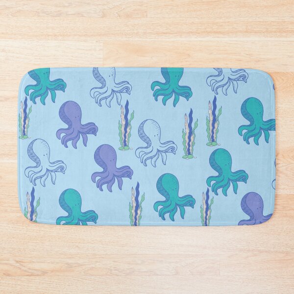 Item preview, Ocean Bathmat Cute Blue Pattern  designed and sold by mimosadesigns.