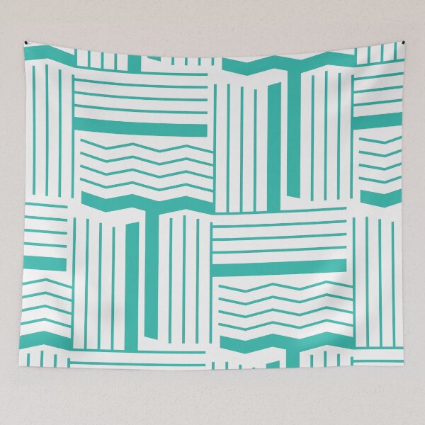 Item preview, Lines & Wiggles Geometric Pattern – Aqua designed and sold by RoguePatterns.