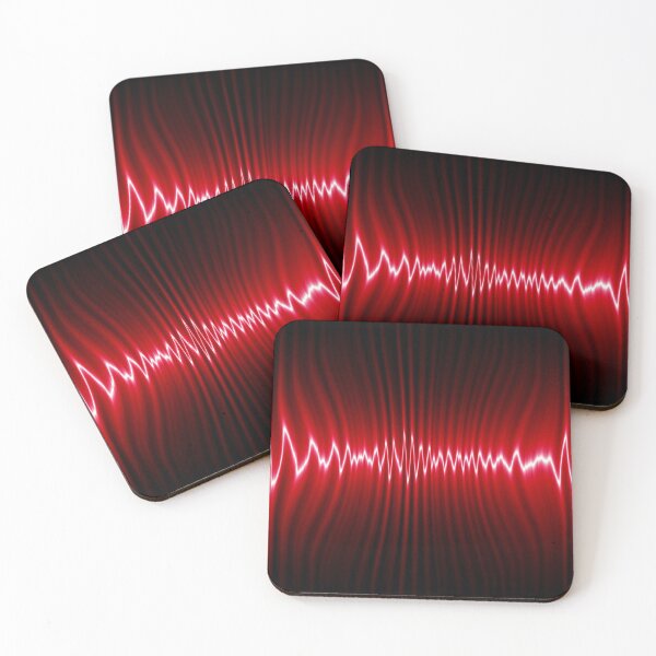 Item preview, abstract red curtain curve glowing pulse line designed and sold by Orderposter.