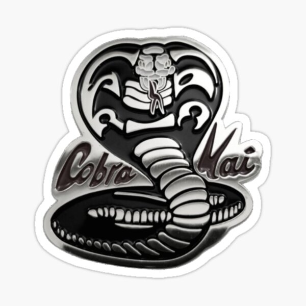 Etiqueta Engomada De La Cobra Kai Never Dies Steel Metallic Snake Logo Graphic Pegatina