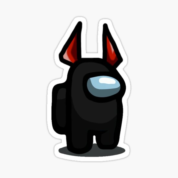 Among Us Black Player With Devil Horns Sticker By Apticah Redbubble