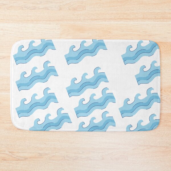 Item preview, Ocean Bathmat Cute Blue Waves Pattern  designed and sold by mimosadesigns.