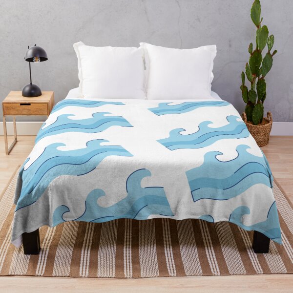 Item preview, Ocean Bathmat Cute Blue Waves Pattern  designed and sold by mimosadesigns.