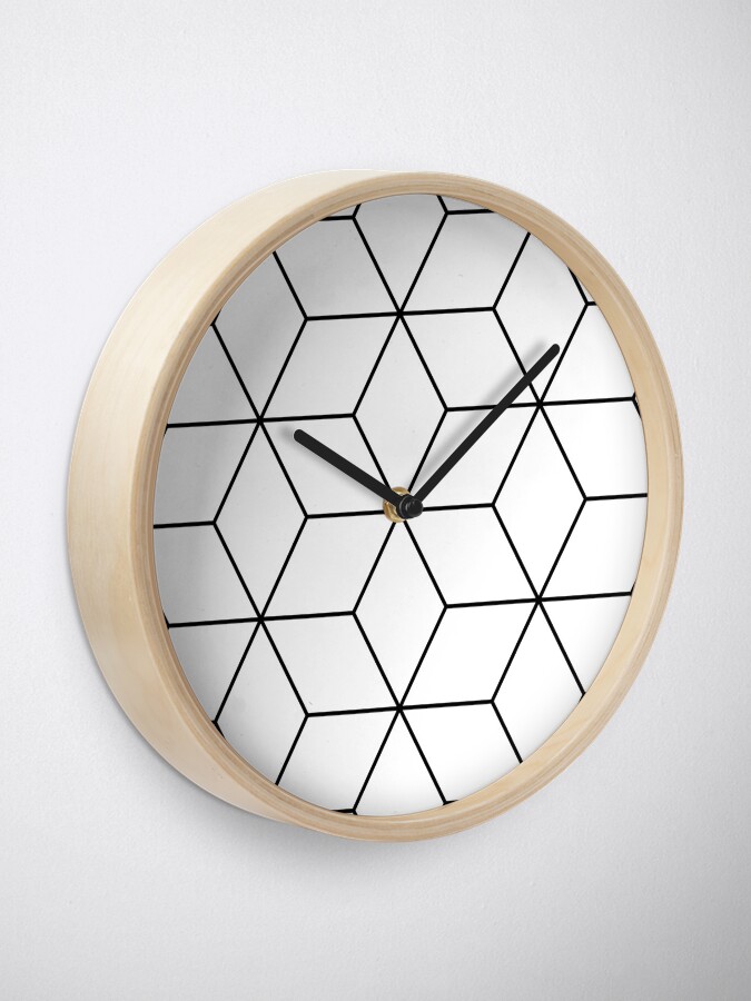 Alternate view of Geometric Cubes Black & White Clock