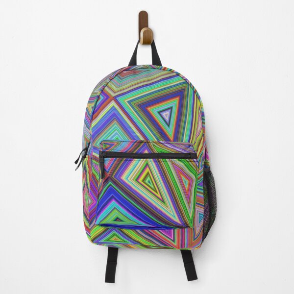 Item preview, Psychedelic Trippy Blue Yellow Green Purple Pink Triangles Pyramids designed and sold by ShajenDesigns.