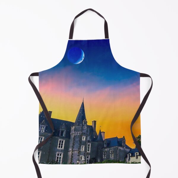 Item preview, France Travel Photography, Chateau de Cerisay With Moon And Sunset, Aesthetic designed and sold by Lizzie May.