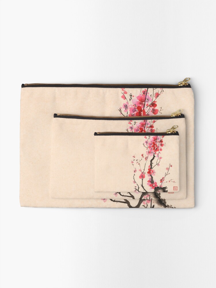 Pochette japonaise à fleurs roses