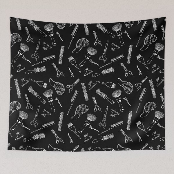 Item preview, At the Hair Salon (White on Black) designed and sold by Orange Hedgehog.