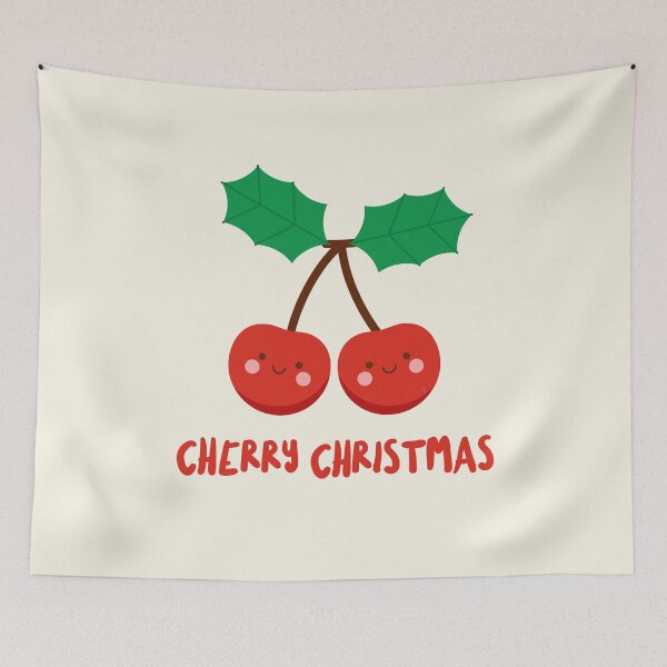 Item preview, Cherry Christmas Fruit Fruity Holly Jolly Kawaii Winter Holidays Seasonal Merry Christmas Funny Pun Cute Smiley designed and sold by gkao.