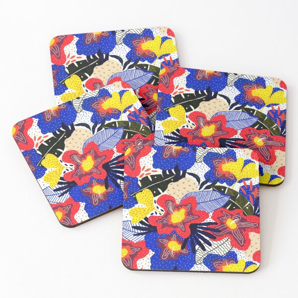 Item preview, Contemporary exotic tropical flowers leaves botanical pattern designed and sold by CrisBanana.