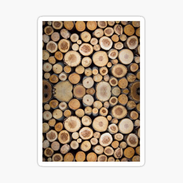 Magnificent Pile of Wood Logs Sticker