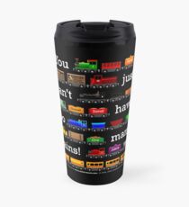 Too Many Trains - White Lettering Travel Mug