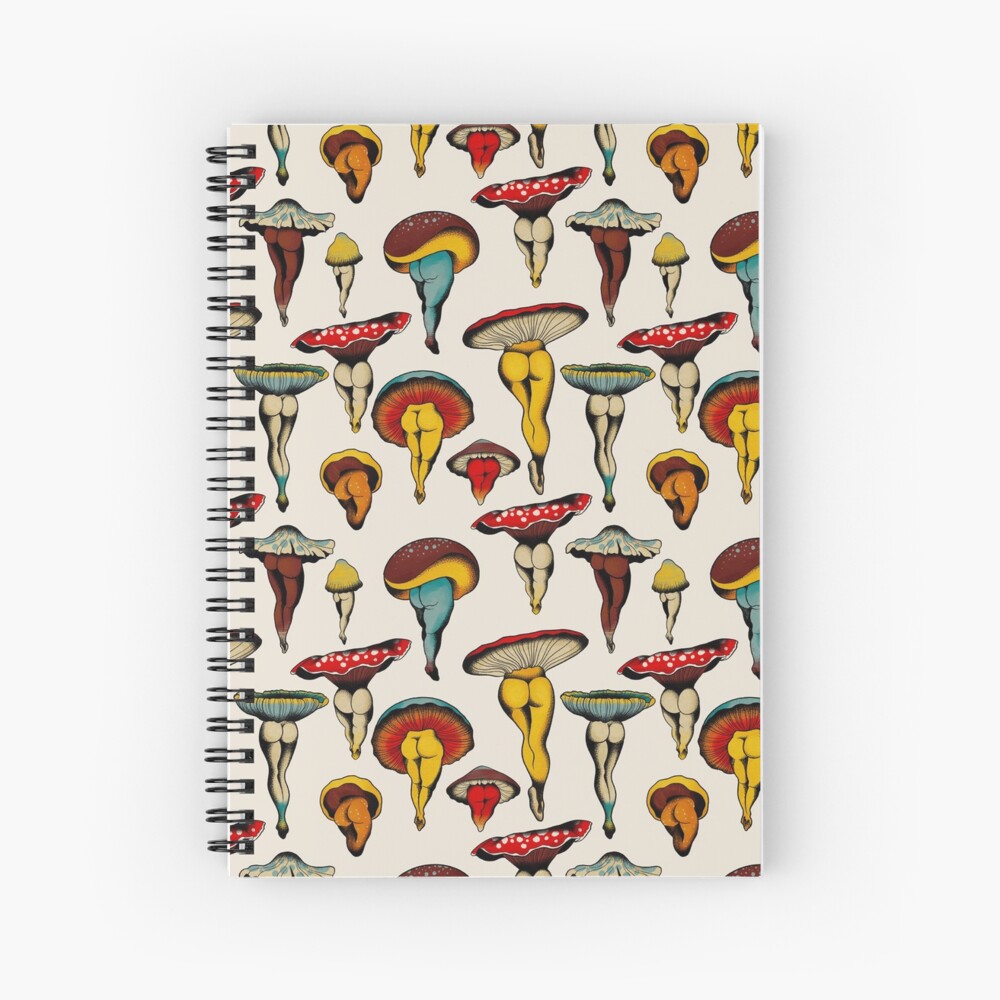 Sexy mushrooms tattoo flash Spiral Notebook