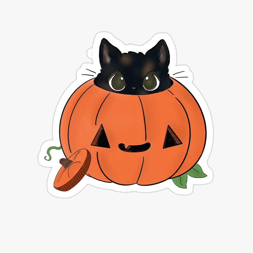 Pumpkin Cat Sticker Scaredy Cat Sticker Halloween Cat 