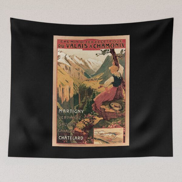 Item preview, Valais a Chamonix retro poster designed and sold by CorasPosters.