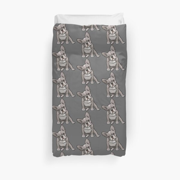 Grey Frenchie Duvet Cover