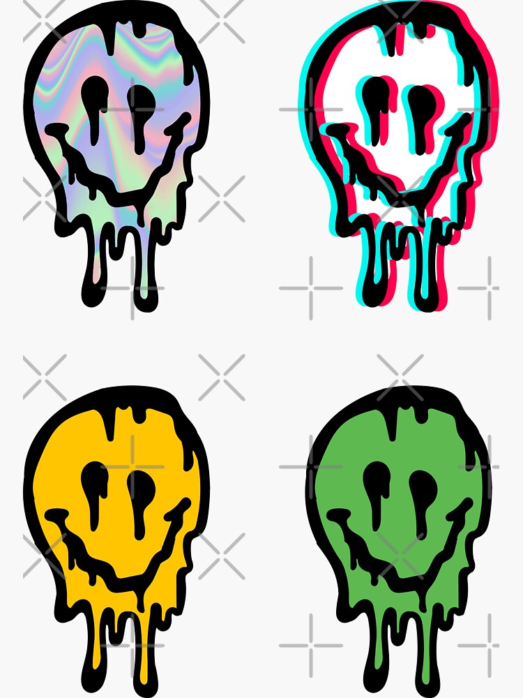 Melting Smiley Face Pack Sticker For Sale By Ayoubel16 Redbubble