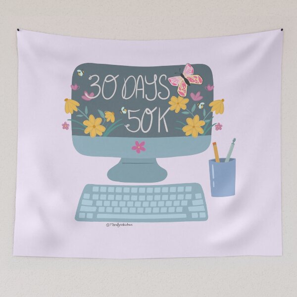 Item preview, Novel In A Month Floral Teal Computer designed and sold by MandyRosko.