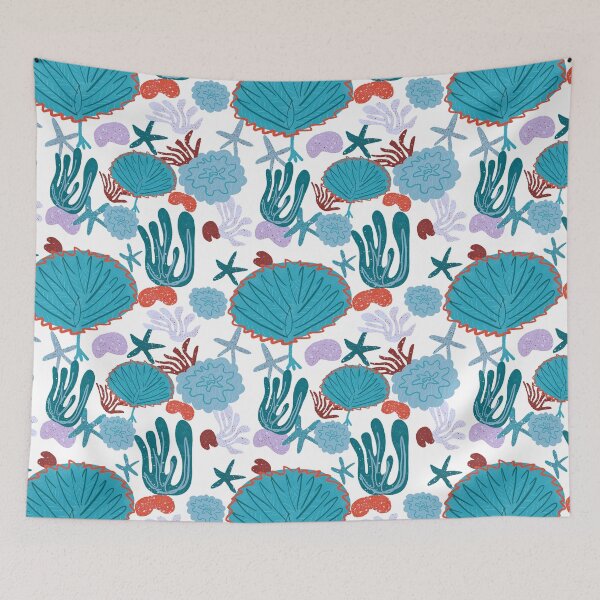 Item preview, Cute Vibrant Coral Cluster Pattern in Blues designed and sold by BissyCollective.