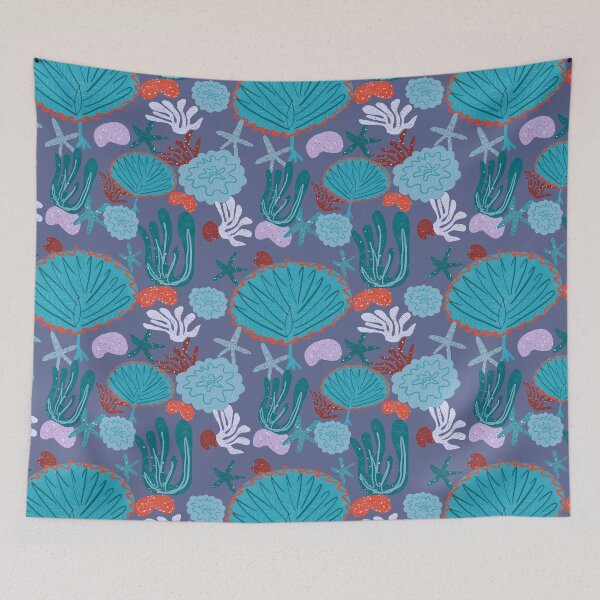 Item preview, Cute Vibrant Coral Cluster Pattern in Blues II designed and sold by BissyCollective.