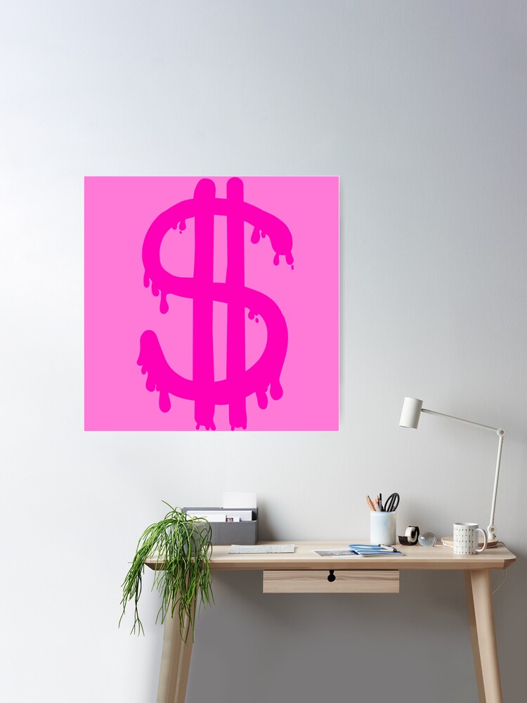 Pink Dollar Sign Symbol - Preppy Aesthetic Decor Art Print by