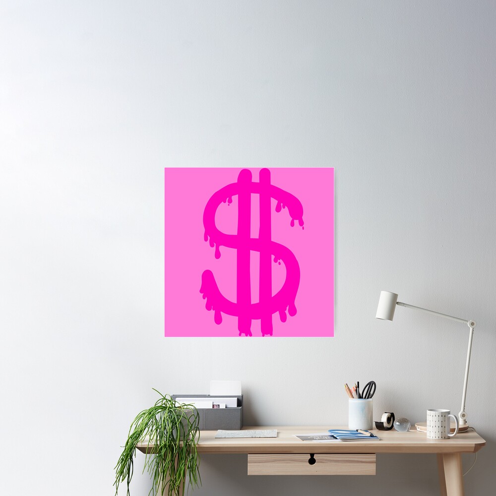 Pink Money Bag with a Dollar Symbol Posters, Art Prints by - Interior Wall  Decor #1242334