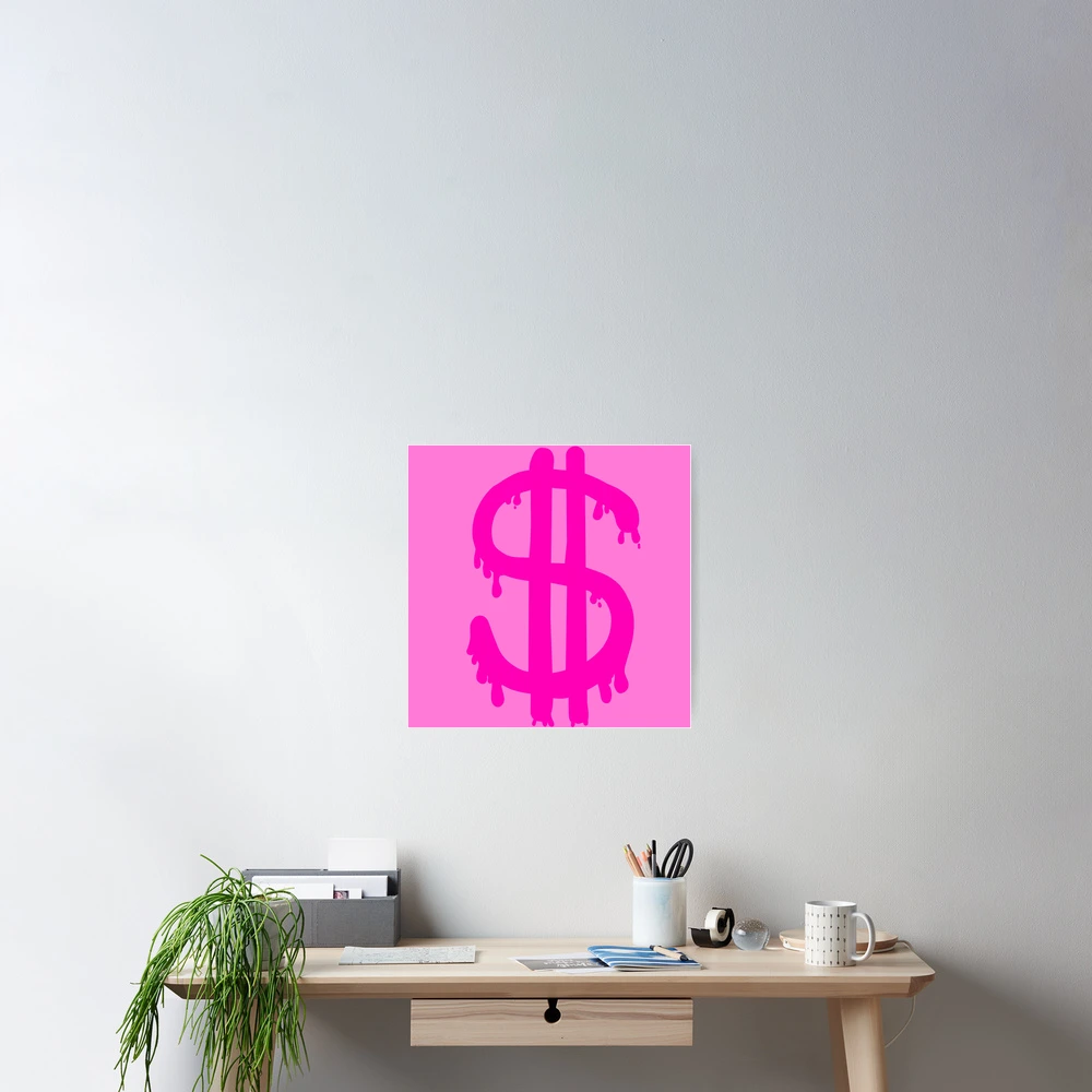 Pink Dollar Sign Symbol - Preppy Aesthetic Decor Stationery Cards