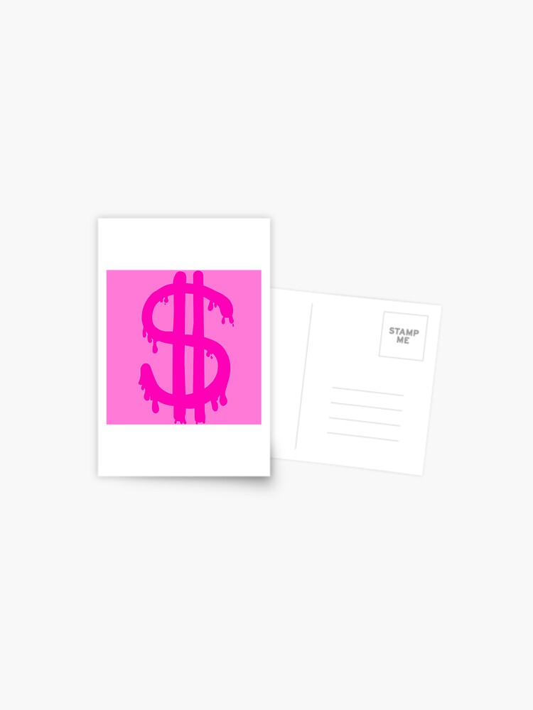 Pink Dollar Sign Symbol - Preppy Aesthetic Decor Stationery Cards