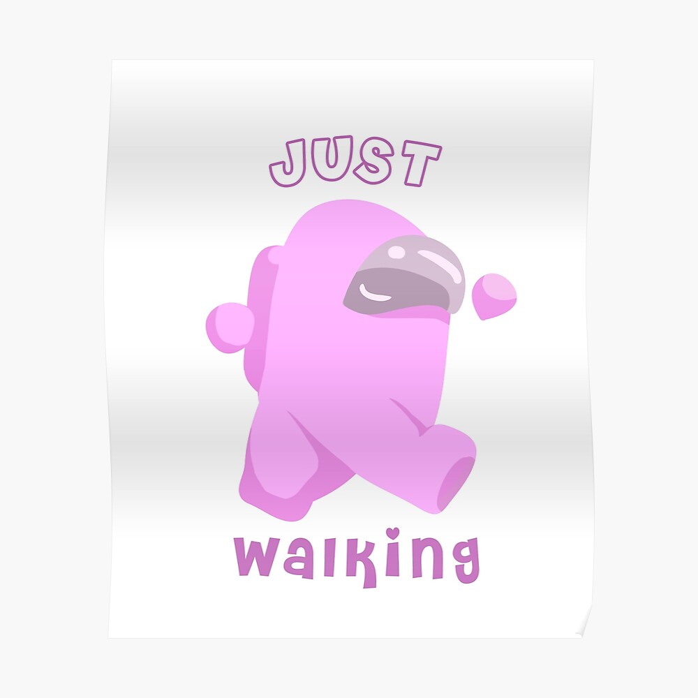 Just Walking Among Us Cute Pink Character Sticker By Theskeldshop Redbubble