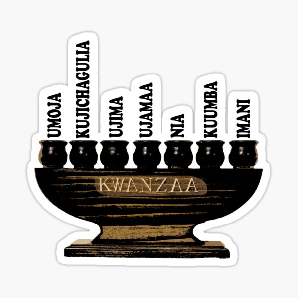 "Kwanzaa Kinara Swahili Black" Sticker for Sale by IronLungDesigns Redbubble