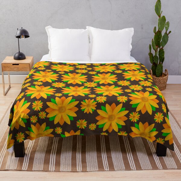 Item preview, Orange Flower Pattern On Brown Background designed and sold by Gsallicat.