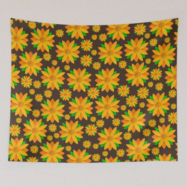 Item preview, Orange Flower Pattern On Brown Background designed and sold by Gsallicat.